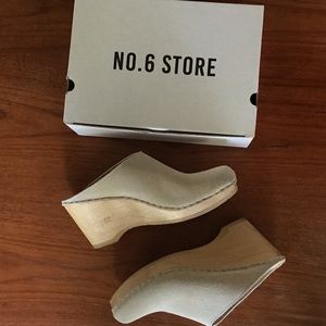 No.6 Store New School Clog on Wedge in Chalk EU 40 US 9